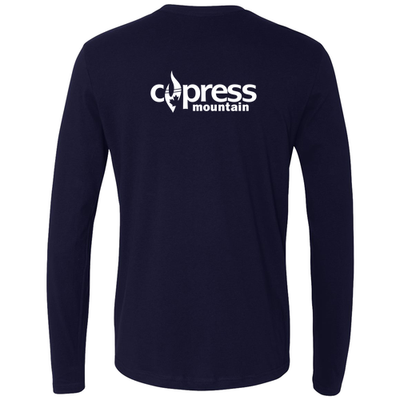 Cypress Adult Long Sleeve White Chest and Back Logo Navy 