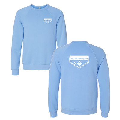 Boyne Mountain Adult Crewneck White Chest and Back Logo Carolina Blue 