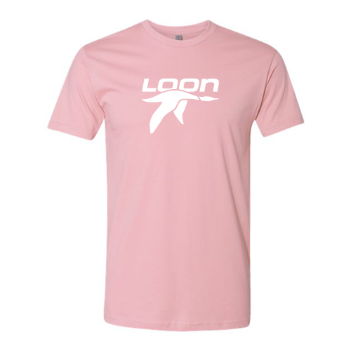 Loon Mountain Adult T-Shirt White Chest Logo Light Pink