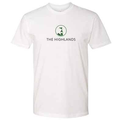 The Highlands Adult T-Shirt Full Color Chest Logo White 