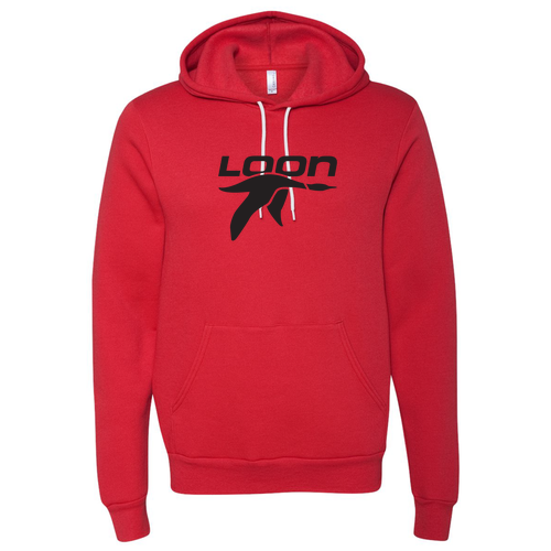Loon Mountain Adult Hoodie Black Chest Logo Red