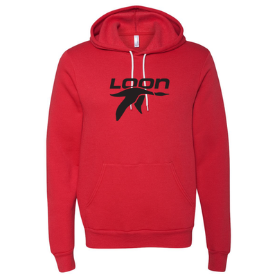 Loon Mountain Adult Hoodie Black Chest Logo Red