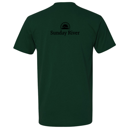 Sunday River Adult T-Shirt Black Chest and Back Logo Forest 