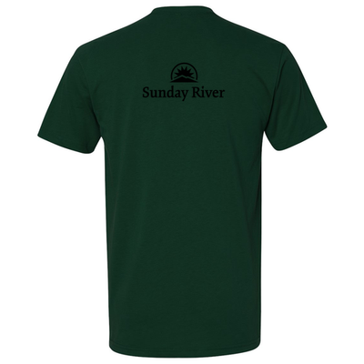 Sunday River Adult T-Shirt Black Chest and Back Logo Forest 