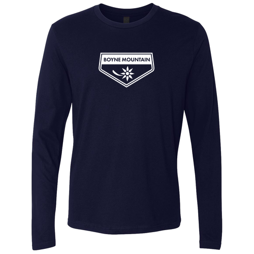 Boyne Mountain Adult Long Sleeve White Chest Logo Navy 