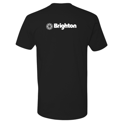 Brighton Adult T-Shirt White Chest and Back Logo Black 