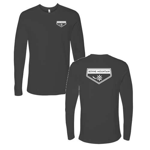 Boyne Mountain Adult Long Sleeve White Chest and Back Logo Heavy Metal 