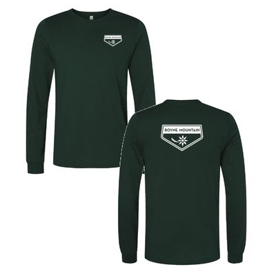 Boyne Mountain Adult Long Sleeve White Chest and Back Logo Forest 