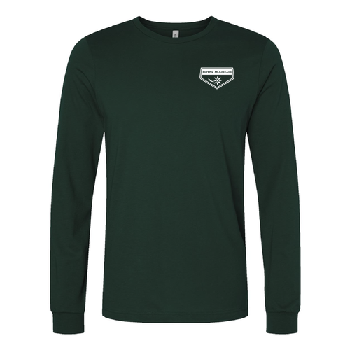Boyne Mountain Adult Long Sleeve White Chest and Back Logo Forest 