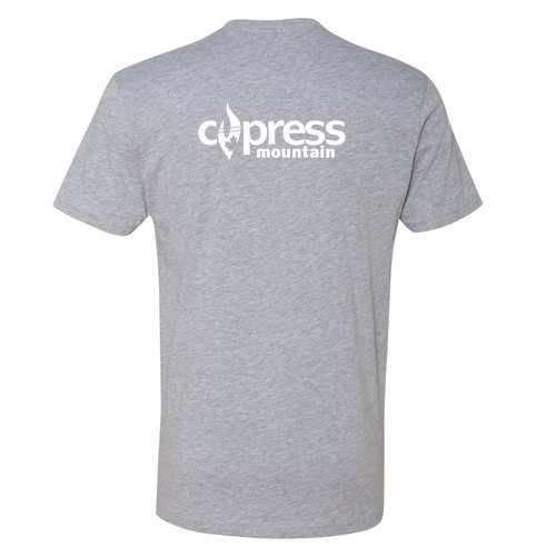 Cypress Adult T-Shirt White Chest and Back Logo Heather Grey 