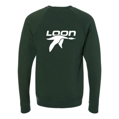 Loon Mountain Adult Crewneck White Chest and Back Logo Forest