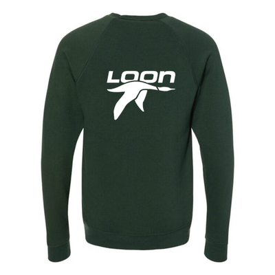 Loon Mountain Adult Crewneck White Chest and Back Logo Forest