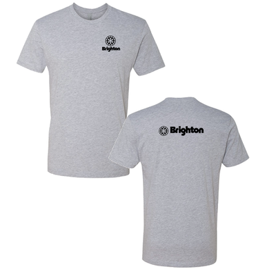 Brighton Adult T-Shirt Black Chest and Back Logo Heather Grey 