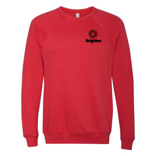 Brighton Adult Crewneck Black Chest and Back Logo Red 