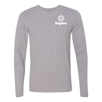 Brighton Adult Long Sleeve White Chest and Back Logo Heather Grey 