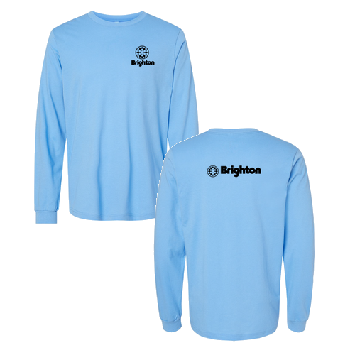 Brighton Adult Long Sleeve Black Chest and Back Logo Carolina Blue 