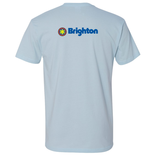 Brighton Adult T-Shirt Full Color Chest and Back Logo Light Blue 