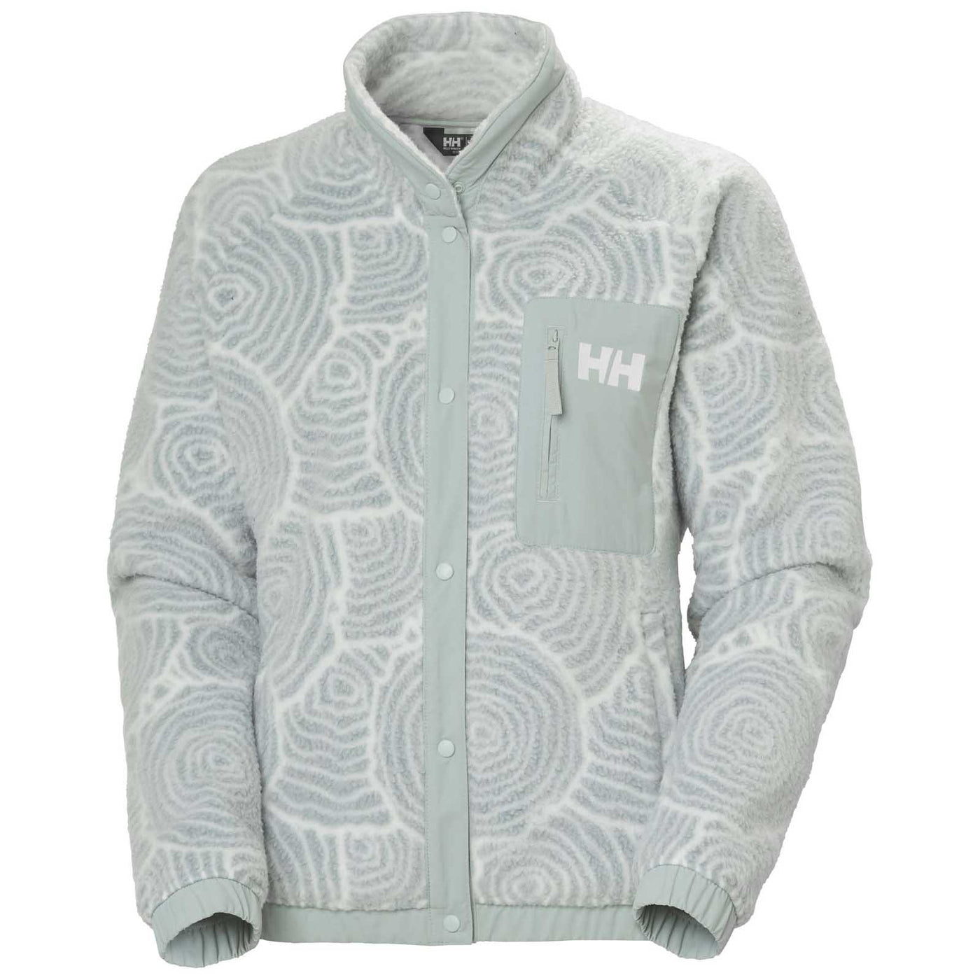 HELLY HANSEN W'S IMPERIAL PRINTED PILE SNAP GREEDN MIST WOOD LINES AOP