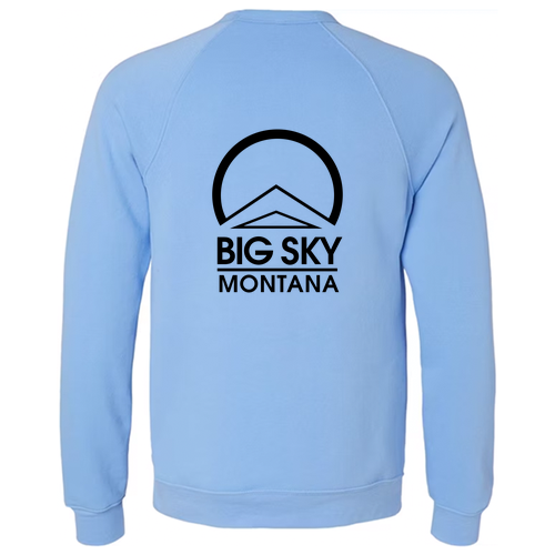 Big Sky Adult Crewneck Black Chest and Back Logo Carolina Blue 