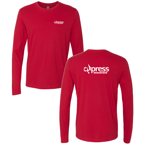 Cypress Adult Long Sleeve White Chest and Back Logo Red 