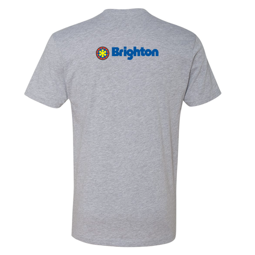 Brighton Adult T-Shirt Full Color Chest and Back Logo Heather Grey 