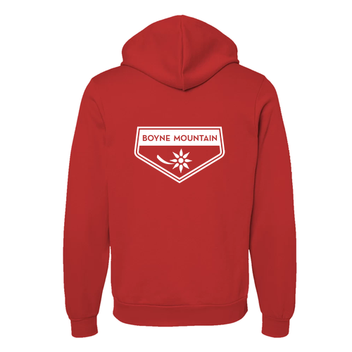 Boyne Mountain Adult Hoodie White Chest and Back Logo Red 