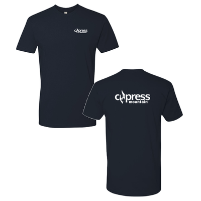 Cypress Adult T-Shirt White Chest and Back Logo Navy 