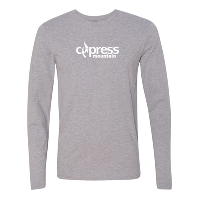 Cypress Adult Long Sleeve White Chest Logo Heather Grey 