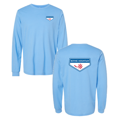 Boyne Mountain Adult Long Sleeve Full Color Chest and Back Logo Carolina Blue 