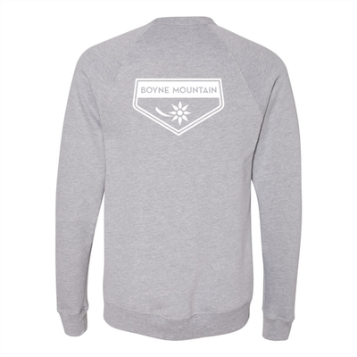 Boyne Mountain Adult Crewneck White Chest and Back Logo Athletic Heather 