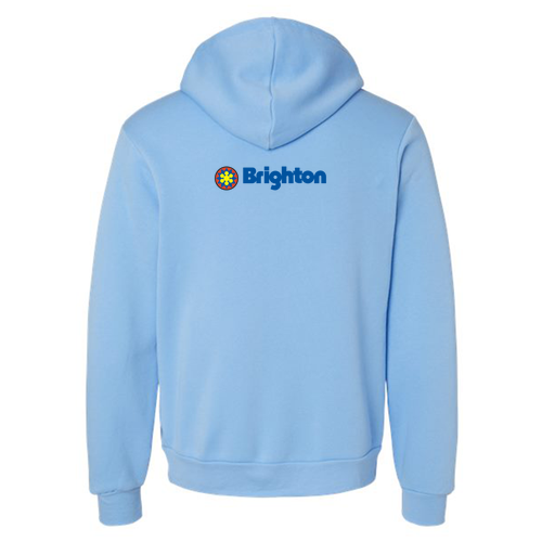 Brighton Adult Hoodie Full Color Chest and Back Logo Carolina Blue 