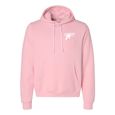 Loon Mountain Adult Hoodie White Chest and Back Logo Pink