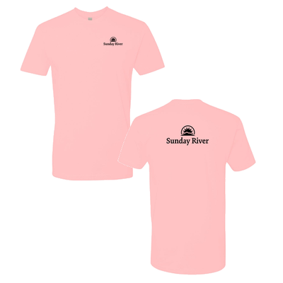 Sunday River Adult T-Shirt Black Chest and Back Logo Light Pink 