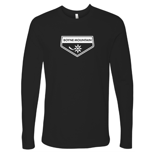 Boyne Mountain Adult Long Sleeve White Chest Logo Black 