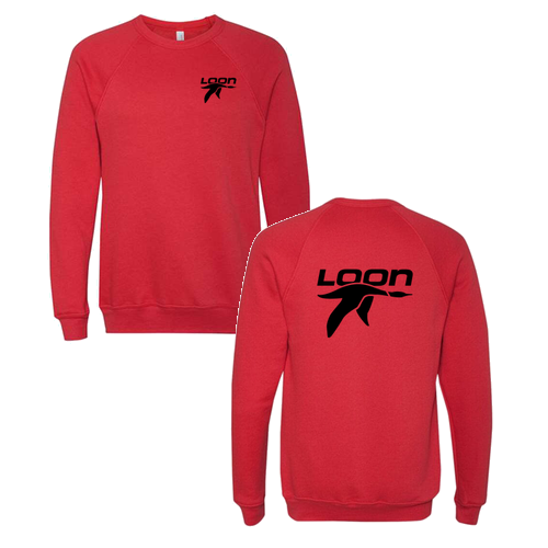 Loon Mountain Adult Crewneck Black Chest and Back Logo Red