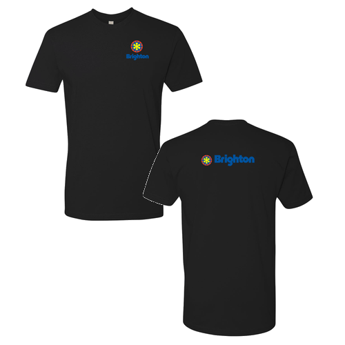 Brighton Adult T-Shirt Full Color Chest and Back Logo Black 