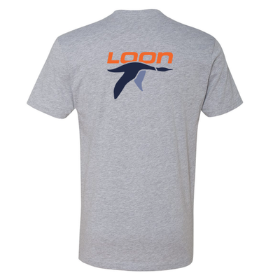 Loon Mountain Adult T-Shirt Full Color Chest and Back Logo Heather Grey