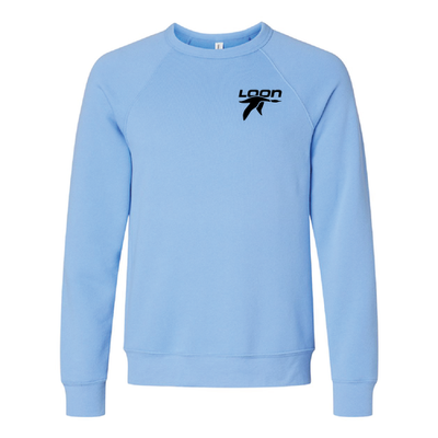 Loon Mountain Adult Crewneck Black Chest and Back Logo Carolina Blue