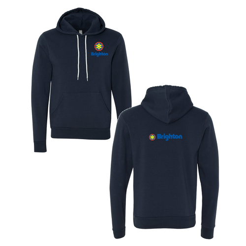 Brighton Adult Hoodie Full Color Chest and Back Logo Navy 