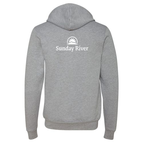 Sunday River Adult Hoodie White Chest and Back Logo Athletic Heather 