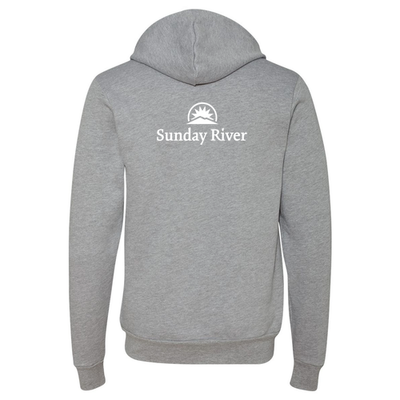 Sunday River Adult Hoodie White Chest and Back Logo Athletic Heather 