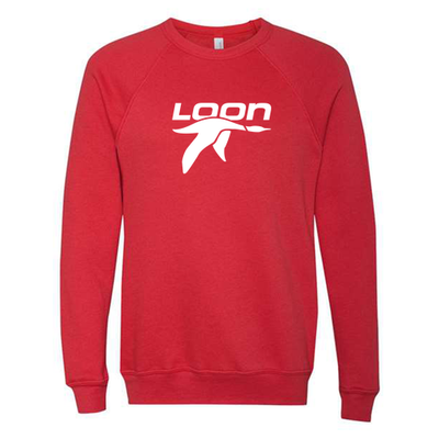 Loon Mountain Adult Crewneck White Chest Logo Red