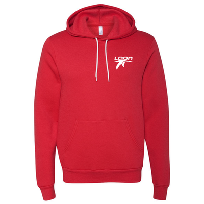 Loon Mountain Adult Hoodie White Chest and Back Logo Red