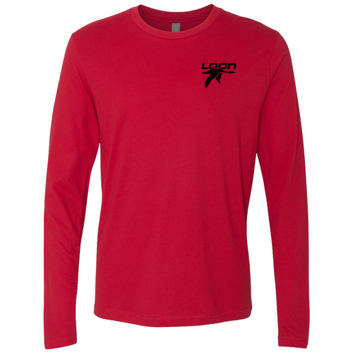 Loon Mountain Adult Long Sleeve Black Chest and Back Logo Red