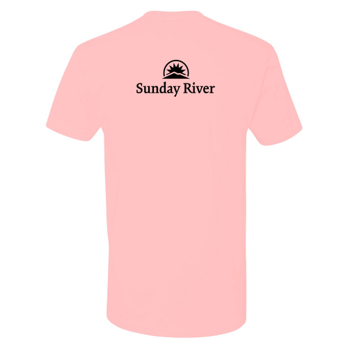 Sunday River Adult T-Shirt Black Chest and Back Logo Light Pink 