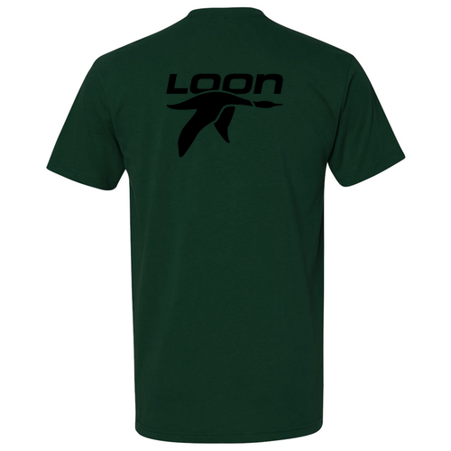 Loon Mountain Adult T-Shirt Black Chest and Back Logo Forest