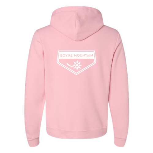 Boyne Mountain Adult Hoodie White Chest and Back Logo Pink 
