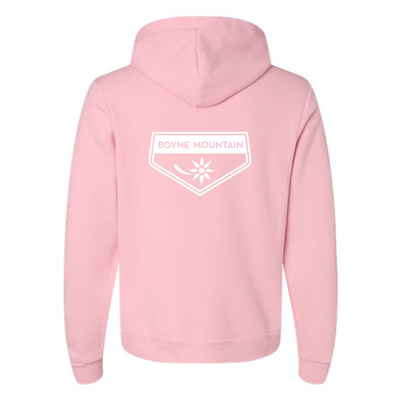 Boyne Mountain Adult Hoodie White Chest and Back Logo Pink 