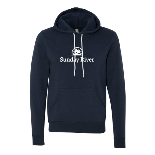 Sunday River Adult Hoodie White Chest Logo Navy 