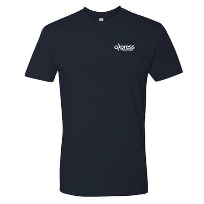 Cypress Adult T-Shirt White Chest and Back Logo Navy 